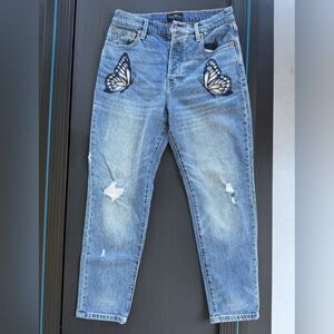 Lucky Brand Jeans Butterfly Embroidered High Rise Blue Medium Wash sz 28/6